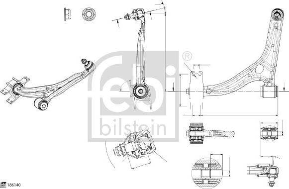 Febi Bilstein 186140 - Neatkarīgās balstiekārtas svira, Riteņa piekare www.autospares.lv