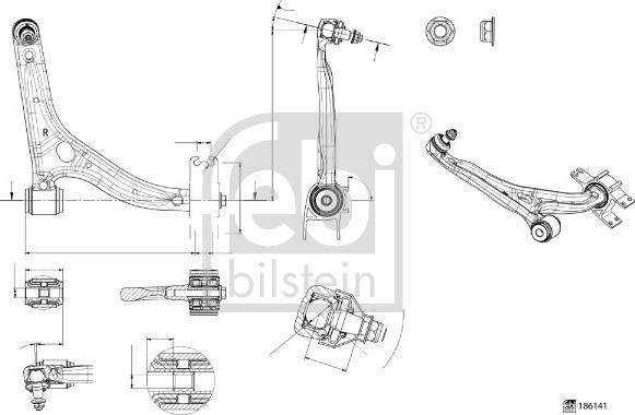 Febi Bilstein 186141 - Neatkarīgās balstiekārtas svira, Riteņa piekare www.autospares.lv