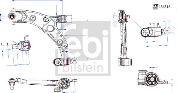 Febi Bilstein 186316 - Neatkarīgās balstiekārtas svira, Riteņa piekare autospares.lv