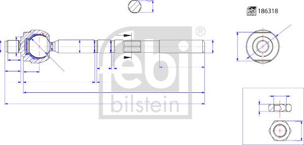 Febi Bilstein 186318 - Aksiālais šarnīrs, Stūres šķērsstiepnis www.autospares.lv