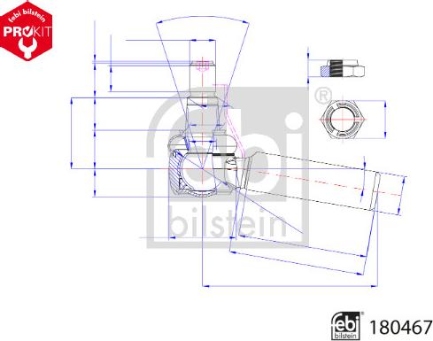 Febi Bilstein 180467 - Stūres šķērsstiepņa uzgalis www.autospares.lv