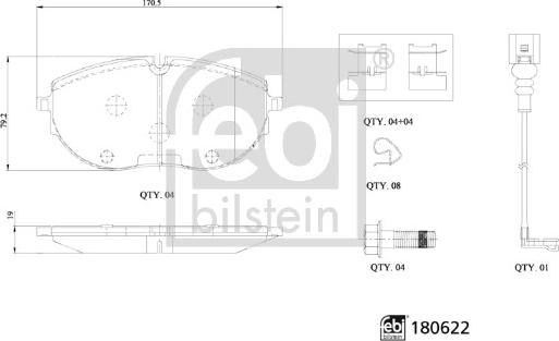 Febi Bilstein 180622 - Bremžu uzliku kompl., Disku bremzes www.autospares.lv