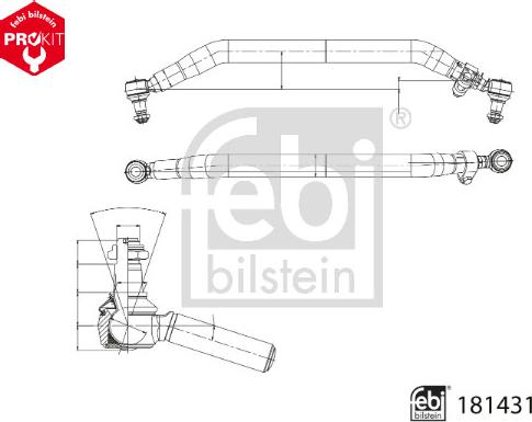 Febi Bilstein 181431 - Stūres šķērsstiepnis www.autospares.lv