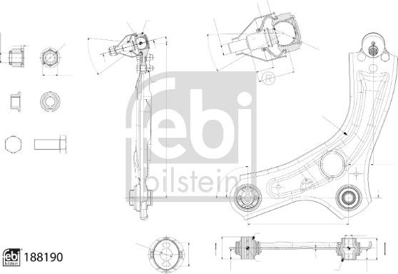 Febi Bilstein 188190 - Neatkarīgās balstiekārtas svira, Riteņa piekare www.autospares.lv