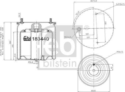 Febi Bilstein 183440 - Pneimoatsperes spilvens, Pneimopiekare www.autospares.lv