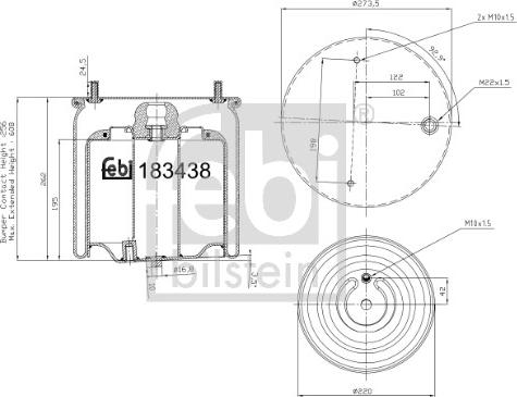 Febi Bilstein 183438 - Pneimoatsperes spilvens, Pneimopiekare www.autospares.lv