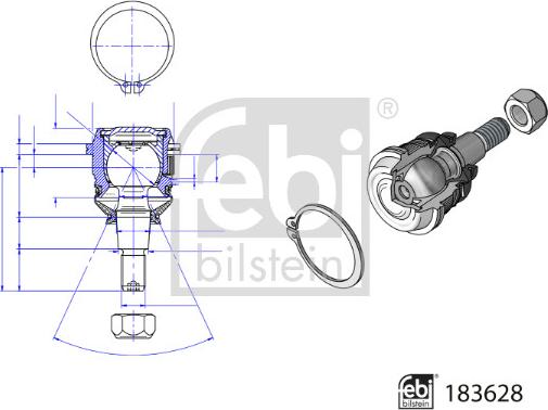 Febi Bilstein 183628 - Шаровая опора, несущий / направляющий шарнир www.autospares.lv