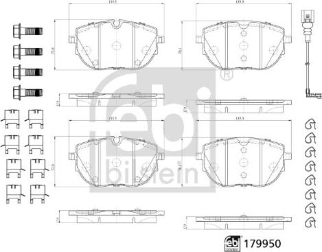 Febi Bilstein 179950 - Bremžu uzliku kompl., Disku bremzes www.autospares.lv