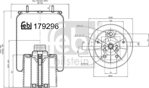 Febi Bilstein 179296 - Pneimoatsperes spilvens, Pneimopiekare www.autospares.lv