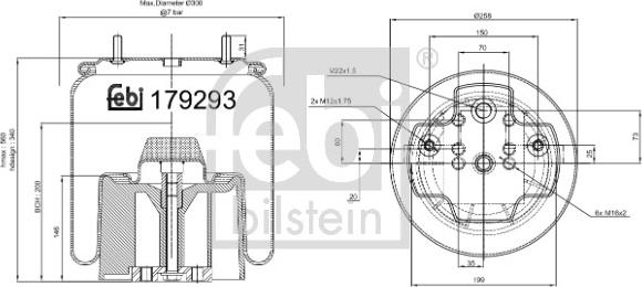 Febi Bilstein 179293 - Pneimoatsperes spilvens, Pneimopiekare www.autospares.lv