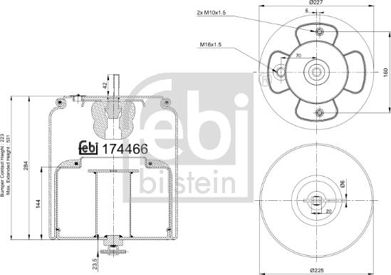 Febi Bilstein 174466 - Pneimoatsperes spilvens, Pneimopiekare www.autospares.lv