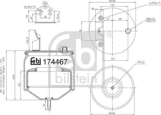 Febi Bilstein 174467 - Pneimoatsperes spilvens, Pneimopiekare www.autospares.lv