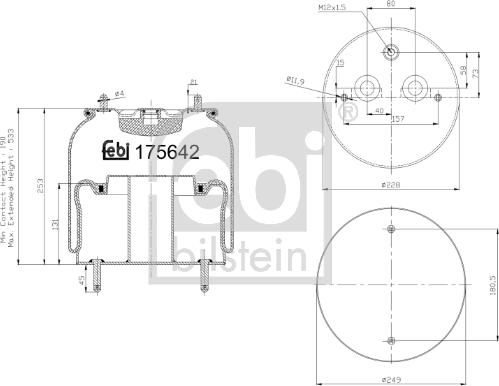 Febi Bilstein 175642 - Pneimoatsperes spilvens, Pneimopiekare www.autospares.lv