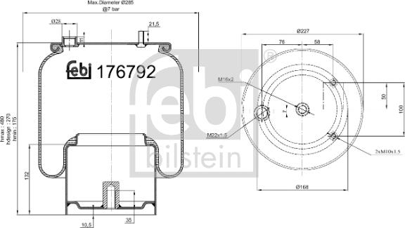 Febi Bilstein 176792 - Pneimoatsperes spilvens, Pneimopiekare www.autospares.lv