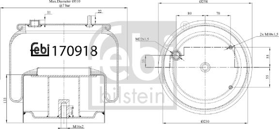 Febi Bilstein 170918 - Pneimoatsperes spilvens, Pneimopiekare www.autospares.lv