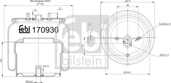 Febi Bilstein 170930 - Pneimoatsperes spilvens, Pneimopiekare www.autospares.lv