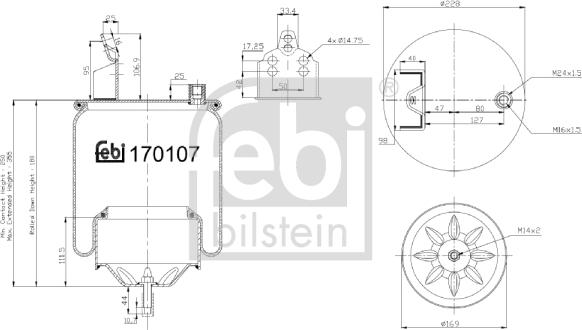 Febi Bilstein 170107 - Pneimoatsperes spilvens, Pneimopiekare www.autospares.lv