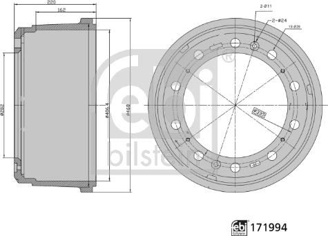 Febi Bilstein 171994 - Bremžu trumulis www.autospares.lv