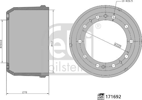 Febi Bilstein 171692 - Bremžu trumulis www.autospares.lv