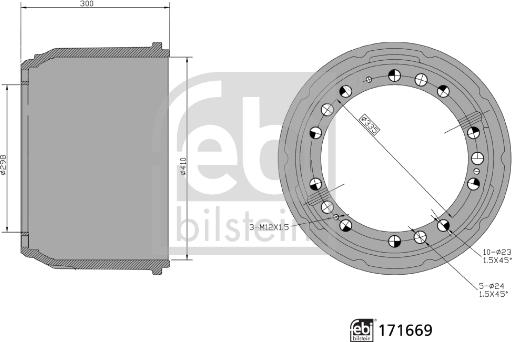 Febi Bilstein 171669 - Bremžu trumulis www.autospares.lv