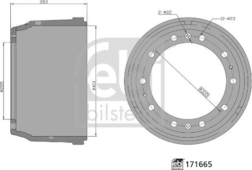 Febi Bilstein 171665 - Bremžu trumulis www.autospares.lv