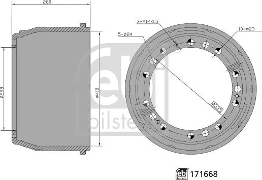 Febi Bilstein 171668 - Bremžu trumulis www.autospares.lv