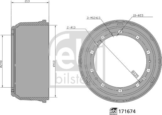 Febi Bilstein 171674 - Bremžu trumulis www.autospares.lv