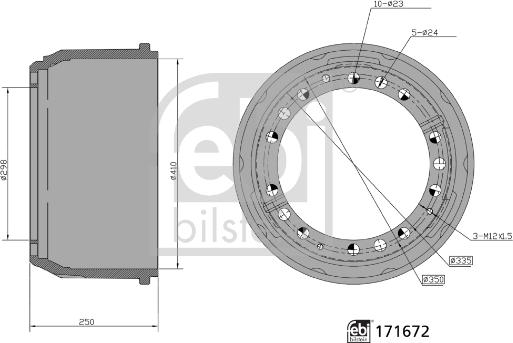 Febi Bilstein 171672 - Bremžu trumulis www.autospares.lv