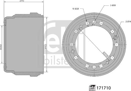 Febi Bilstein 171710 - Bremžu trumulis www.autospares.lv