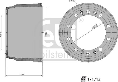 Febi Bilstein 171713 - Bremžu trumulis www.autospares.lv