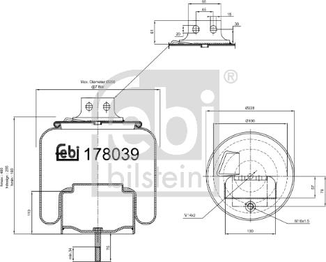 Febi Bilstein 178039 - Pneimoatsperes spilvens, Pneimopiekare www.autospares.lv