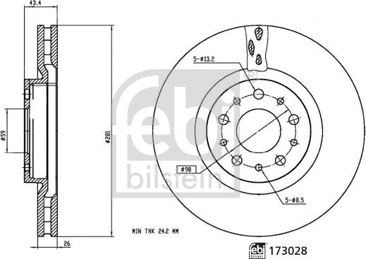 Febi Bilstein 173028 - Bremžu diski www.autospares.lv