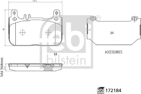 Febi Bilstein 172184 - Bremžu uzliku kompl., Disku bremzes www.autospares.lv