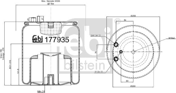 Febi Bilstein 177935 - Pneimoatsperes spilvens, Pneimopiekare www.autospares.lv