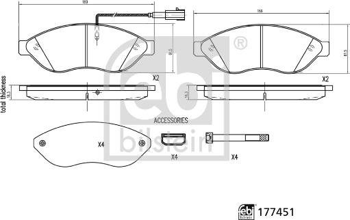 Febi Bilstein 177451 - Bremžu uzliku kompl., Disku bremzes www.autospares.lv