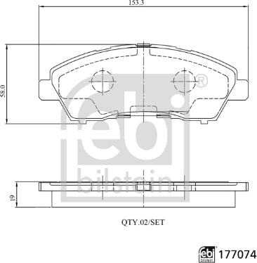 Febi Bilstein 177074 - Bremžu uzliku kompl., Disku bremzes www.autospares.lv