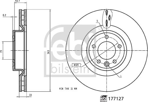 Febi Bilstein 177127 - Bremžu diski www.autospares.lv