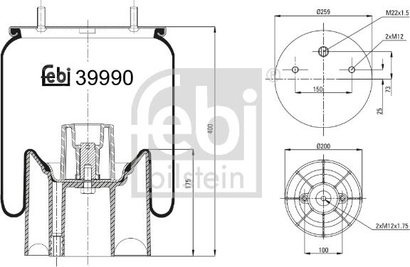 Febi Bilstein 39990 - Pneimoatsperes spilvens, Pneimopiekare www.autospares.lv