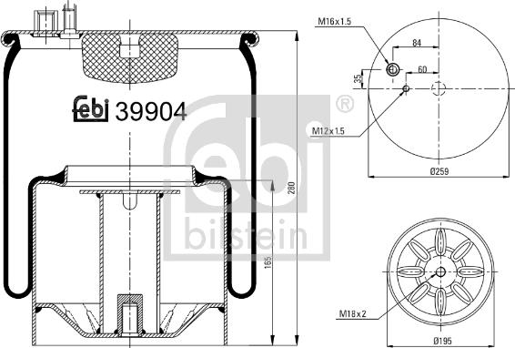 Febi Bilstein 39904 - Pneimoatsperes spilvens, Pneimopiekare www.autospares.lv