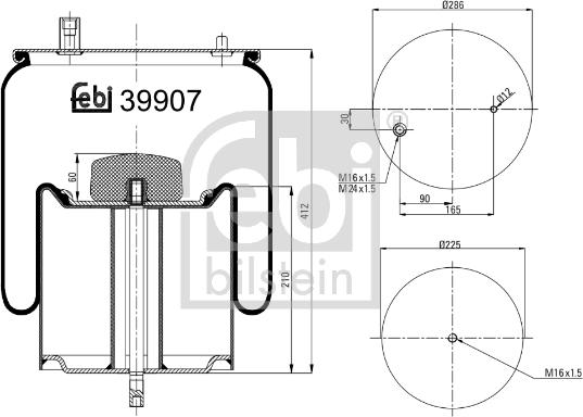 Febi Bilstein 39907 - Pneimoatsperes spilvens, Pneimopiekare www.autospares.lv