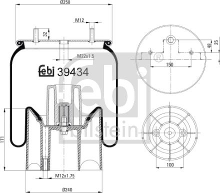 Febi Bilstein 39434 - Pneimoatsperes spilvens, Pneimopiekare www.autospares.lv