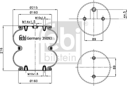 Febi Bilstein 39093 - Pneimoatsperes spilvens, Pneimopiekare www.autospares.lv