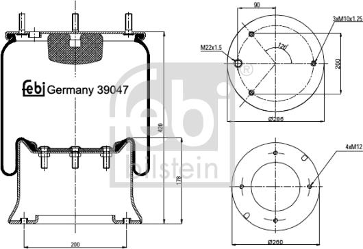 Febi Bilstein 39047 - Pneimoatsperes spilvens, Pneimopiekare autospares.lv