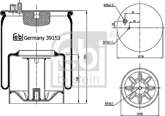 Febi Bilstein 39153 - Pneimoatsperes spilvens, Pneimopiekare www.autospares.lv