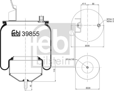 Febi Bilstein 39855 - Pneimoatsperes spilvens, Pneimopiekare www.autospares.lv