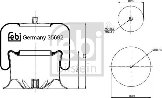 Febi Bilstein 35692 - Bellow, air suspension www.autospares.lv