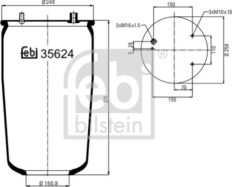 Febi Bilstein 35624 - Кожух пневматической рессоры www.autospares.lv