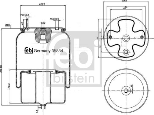 Febi Bilstein 35884 - Pneimoatsperes spilvens, Pneimopiekare www.autospares.lv