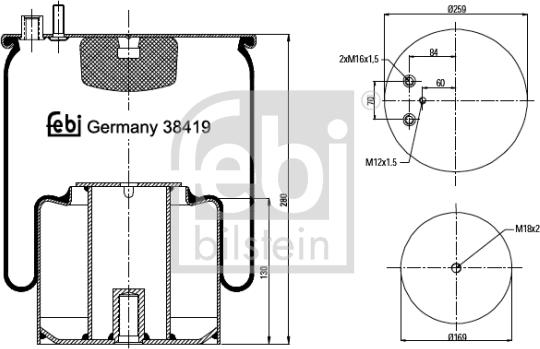 Febi Bilstein 38419 - Pneimoatsperes spilvens, Pneimopiekare www.autospares.lv