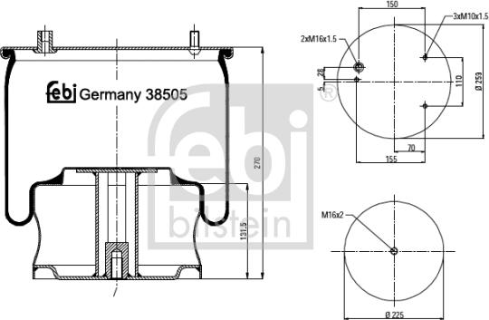 Febi Bilstein 38505 - Pneimoatsperes spilvens, Pneimopiekare www.autospares.lv